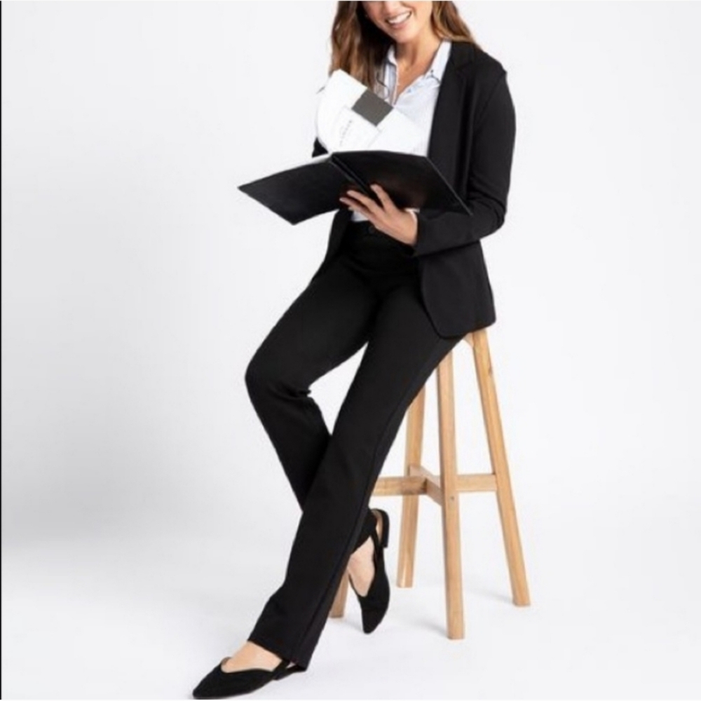 Betabrand Black Straight Leg Dress Pant Yoga Pants 4 Pocket Small Petite